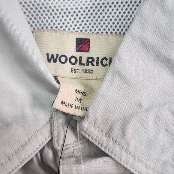 NWT Woolrich Cordele Men's Med Long Sleeve Button-Up Shirt  Beige Khaki Fishing - Picture 7 of 7